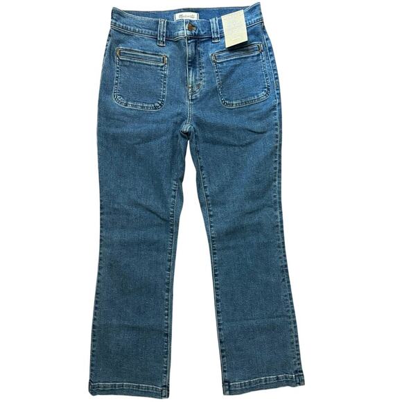 NWT Madewell Mid Rise Kick Out Crop Jeans In Elkton Wash Size 28 - Picture 4 of 9